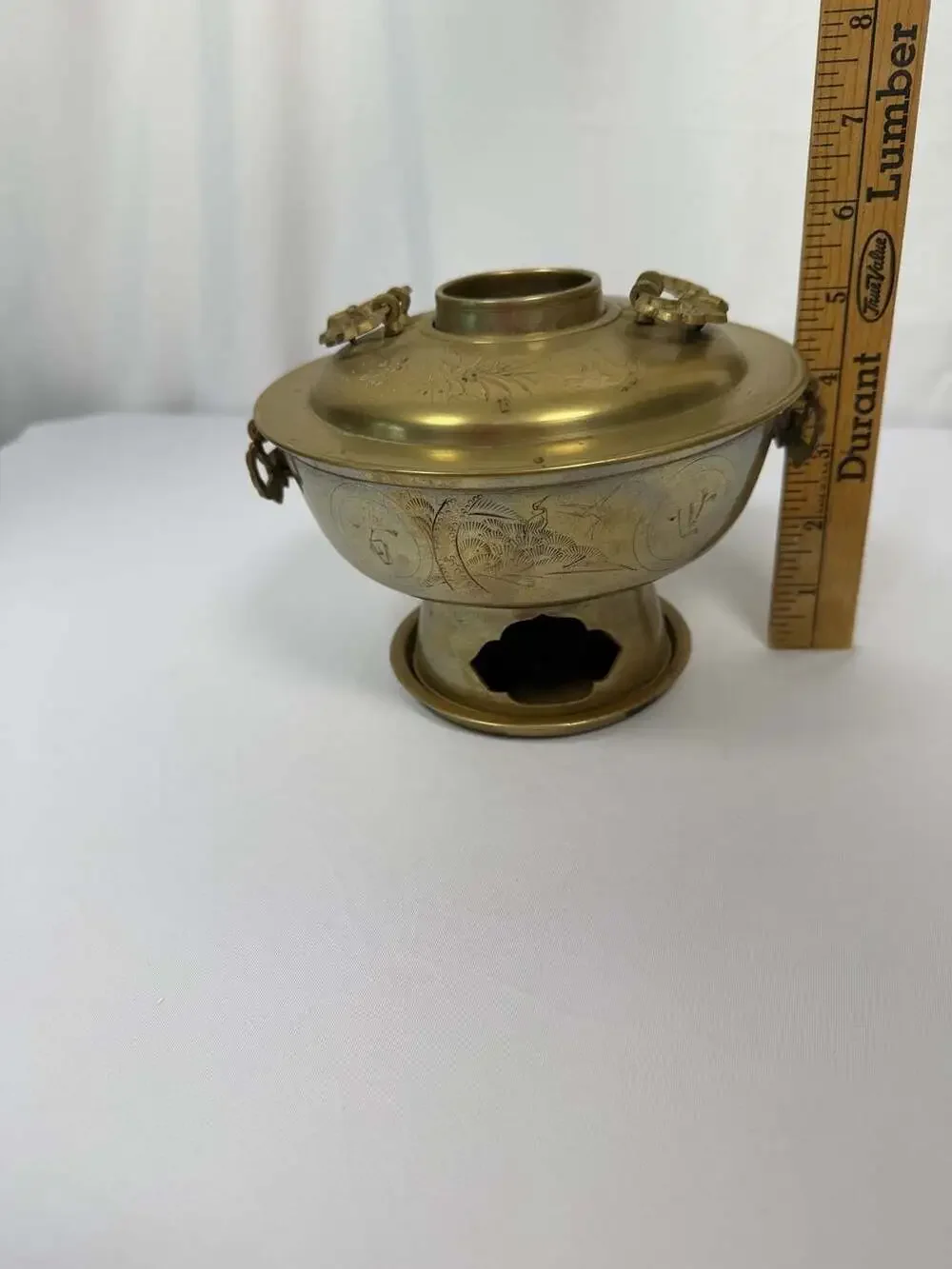 Vintage Asian Solid Brass Hot Pot Brazier Sin Sul Ro Chafing Dish